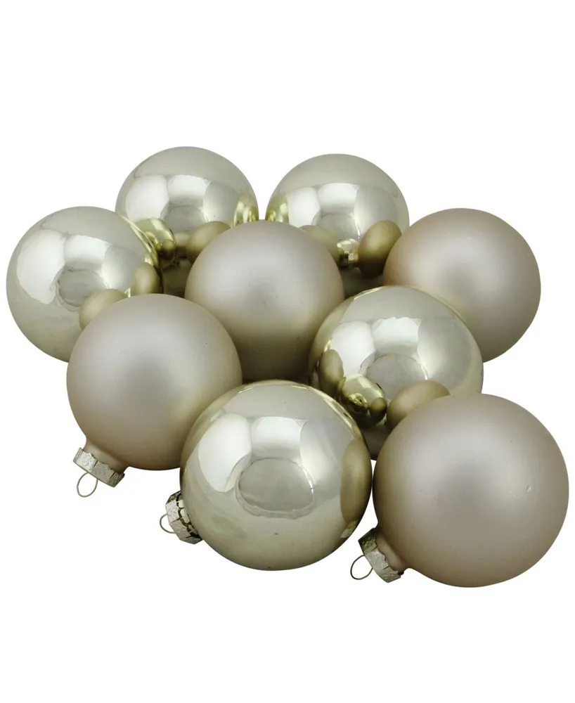 Northlight 9-Piece Shiny and Matte Gold Glass Ball Christmas Ornament Set 2.5" 65mm