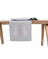 Manor Luxe Festive Trees Embroidered Christmas Table Runner