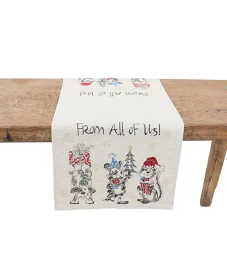 Manor Luxe Animal's Fun Holiday Party Embroidered Table Runner