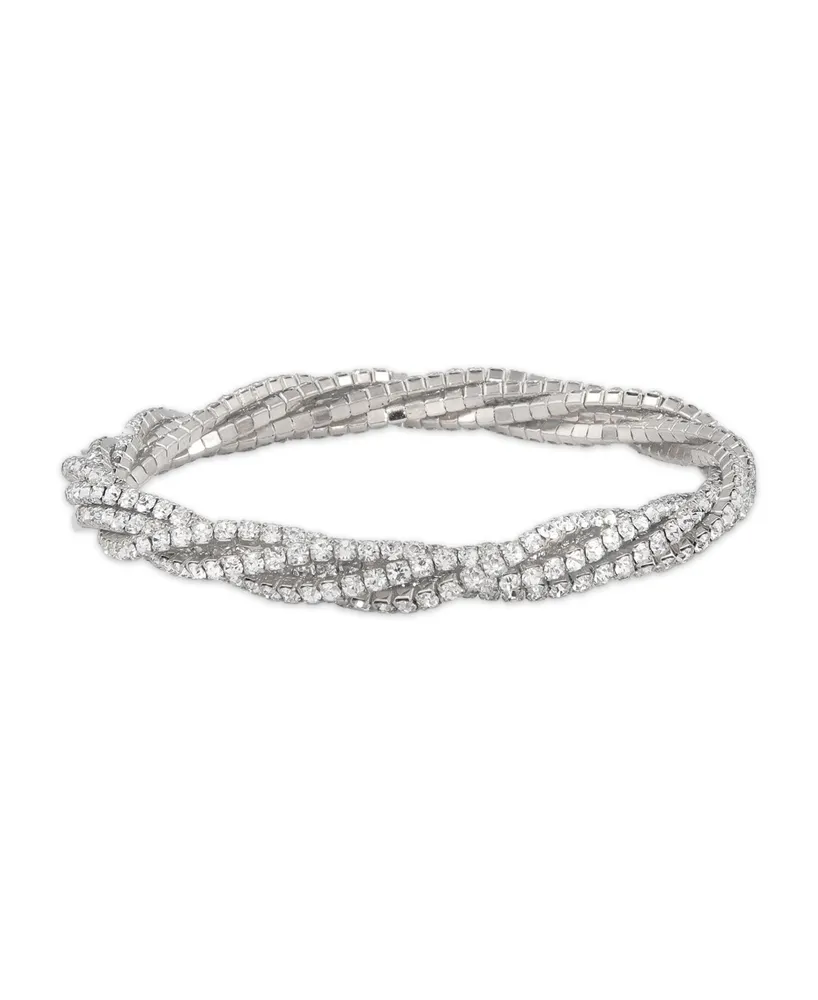 Macy's Silver Tone 5 Row Crystal Stretchy Bracelet