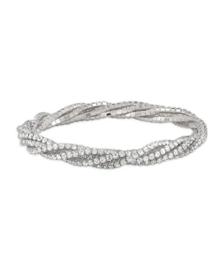 Macy's Silver Tone 5 Row Crystal Stretchy Bracelet