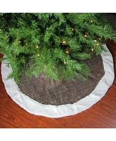 Northlight 47" Bronze Paillette Sequins Round Christmas Tree Skirt with Sherpa Border