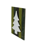 Northlight 13" Wood Tree on Green Washed Pallet Inspired Frame Christmas Wall Hanging