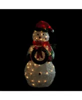 Northlight 38" Lighted Tinsel Snowman with Wreath Christmas Outdoor Decoration