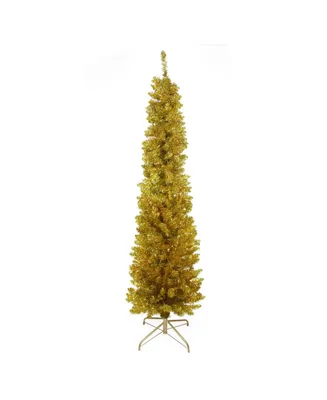 Northlight 6' Pre-Lit Gold Artificial Tinsel Pencil Christmas Tree - Clear Lights
