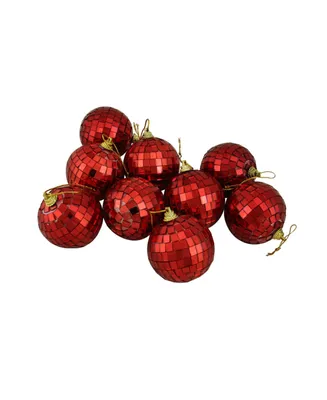 Northlight 9ct Red Hot Mirrored Glass Disco Ball Christmas Ornaments 2.5" 60mm