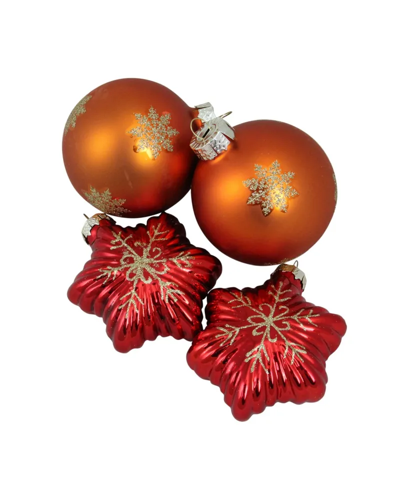 Northlight 4ct Gold Mirrored Glass Disco Ball Christmas Ornaments 4 (100mm)