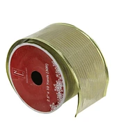 Northlight Pack of 12 Shimmery Gold Horizontal Wired Christmas Craft Ribbon Spools - 2.5" x 120 Yards Total