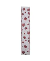 Northlight Pack of 12 White and Red Snowflakes Burlap Wired Christmas Craft Ribbon Spools - 2.5" x 120 Yards Total