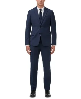 Armani Exchange Mens Slim Fit Navy Birdseye Suit Separates