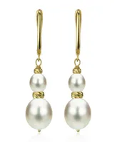White Cultured Pearl (16 mm) Dangle Earrings in 14k Yellow Gold
