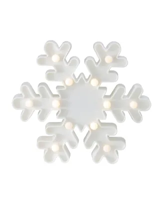 Northlight 9.5" Battery Operated Led Lighted White Snowflake Christmas Marquee Sign