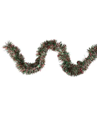 Northlight 50' Shiny Red Green and Silver Christmas Tinsel Garland - Unlit