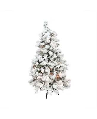 Northlight 4.5' Pre-Lit Flocked Pine Medium Artificial Christmas Tree - Clear Lights