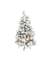 Northlight 4.5' Pre-Lit Flocked Pine Medium Artificial Christmas Tree - Clear Lights