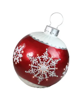 Northlight 26.5" Led Lighted Red Ball Christmas Ornament with Snowflake Outdoor Decoration