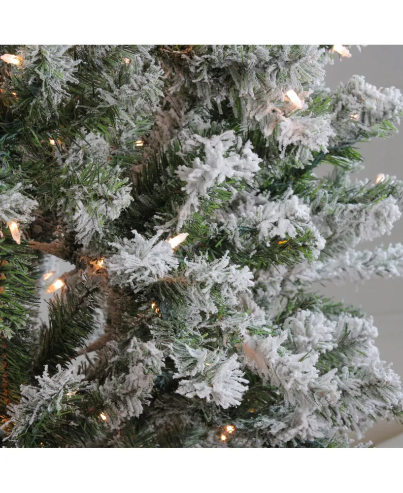 Northlight 7' Pre-Lit Flocked Balsam Pine Artificial Christmas Tree - Clear Lights