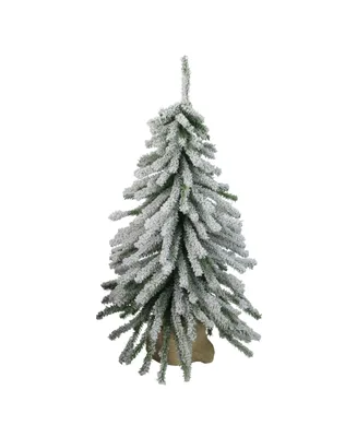 Northlight 2' Flocked Downswept Mini Village Pine Artificial Christmas Tree in Burlap Base - Unlit