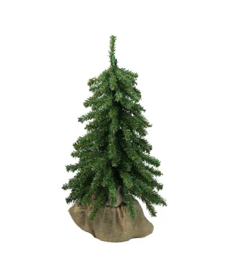 Northlight 15" Downswept Mini Village Pine Artificial Christmas Tree in Burlap Base - Unlit