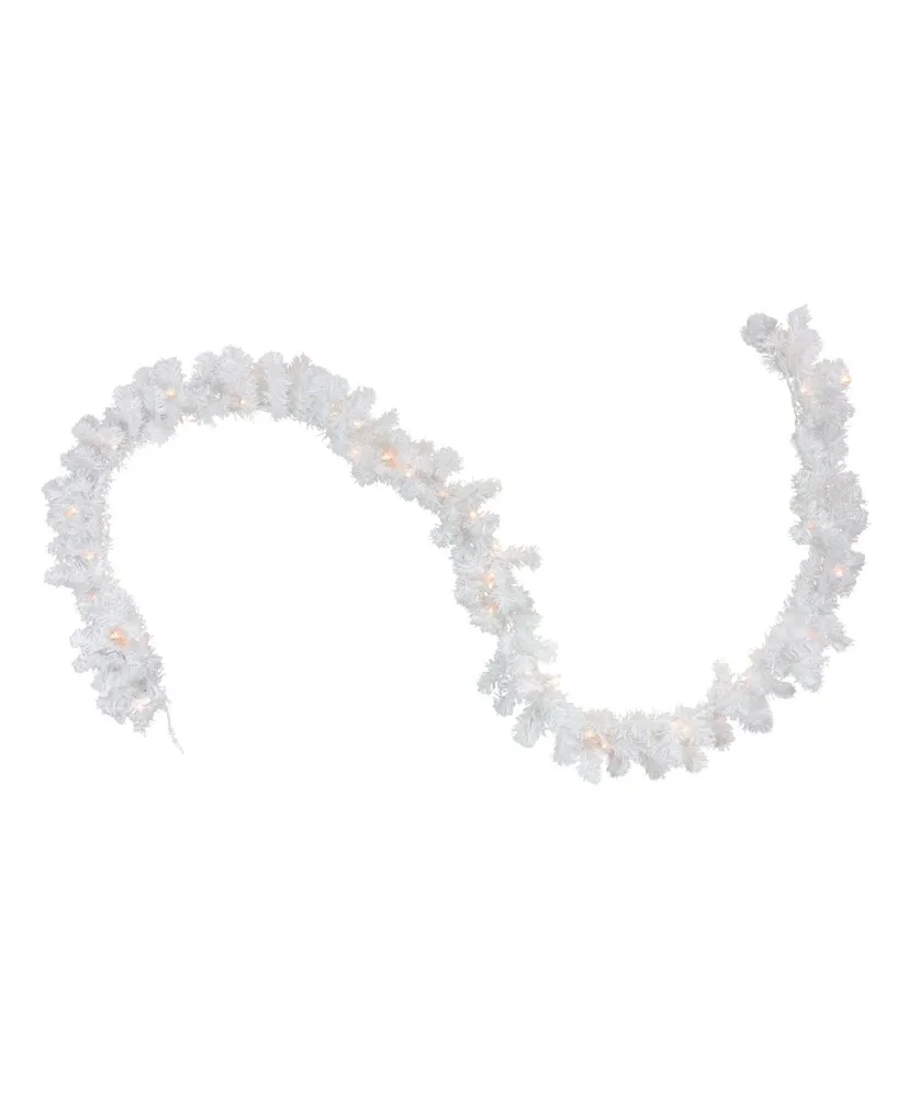 Northlight 9' x 8" Pre-Lit Snow White Artificial Christmas Garland - Clear Lights