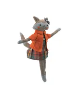 Northlight 17" Brown and Orange Sitting Girl Herringbone Design Fox Plush