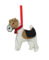 Northlight 5" Cream Black and Brown Dog Plush Christmas Ornament