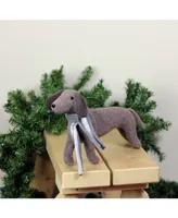 Northlight 7.5" Plush Brown Dachshund Dog with Scarf Christmas Decoration