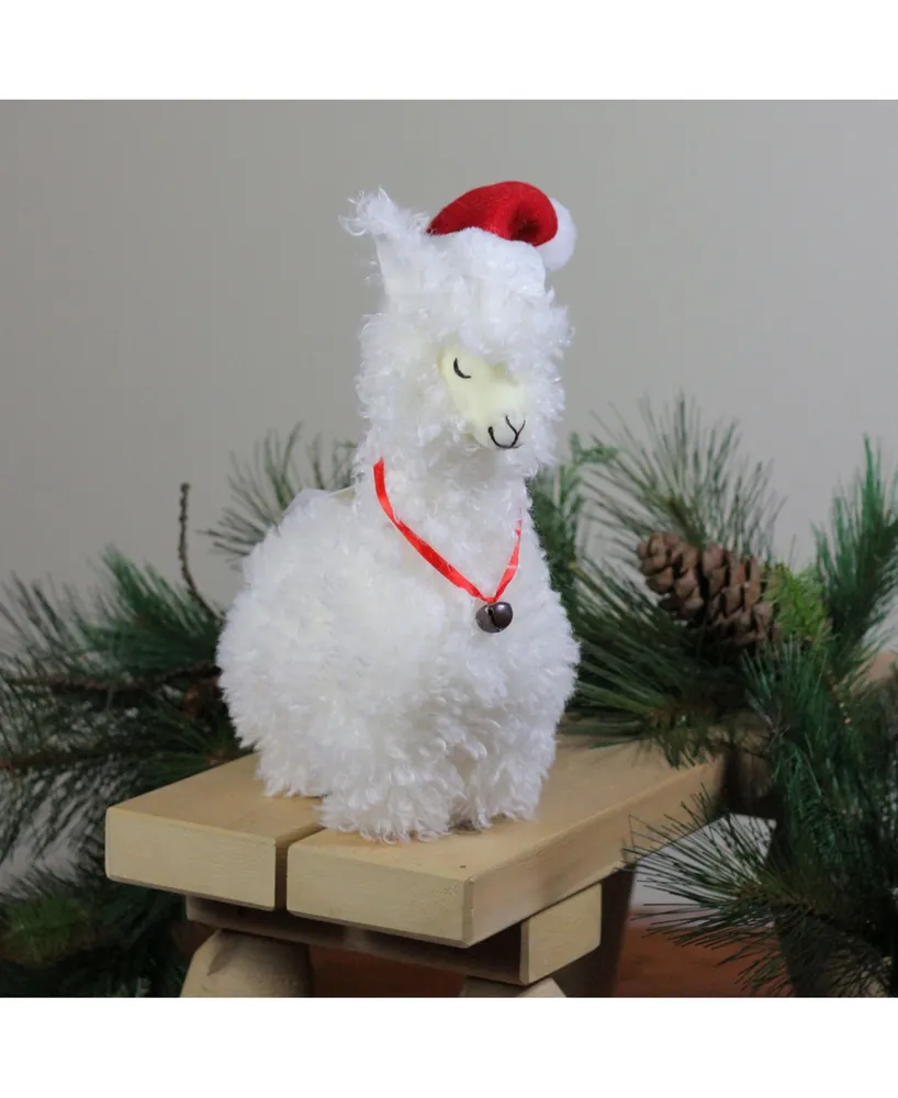 Northlight 13" Plush Standing Llama with Jingle Bell Necklace Christmas Tabletop Figure