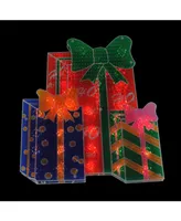 Northlight 17" Double-Sided Lighted Holographic Shimmering Christmas Presents Window Silhouette