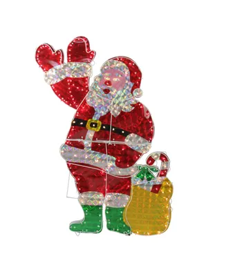 Northlight 48" Holographic Lighted Waving Santa Claus Christmas Yard Art Decoration