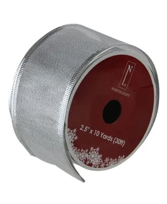 Northlight Textured Silver Wired Christmas Craft Ribbon 2.5" x 10 Yards