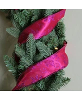 Northlight Shimmering Purple and Pink Solid Wired Christmas Craft Ribbon 2.5" x 10 Yards
