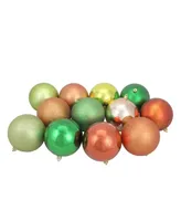Northlight 12ct Kiwi/Burnt Orange/Xmas Green/Almond Shatterproof 3-Finish Christmas Ball Ornaments 4"