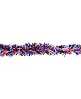 Northlight 12' Red White and Blue Wide Cut Patriotic Tinsel Christmas Garland - Unlit