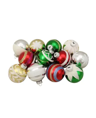 Northlight 12ct Shiny Vintage Striped Glass Ball Christmas Ornaments 2.25"