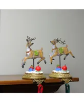 Northlight Set of 2 Glittered Reindeer Christmas Stocking Holders 9.25"