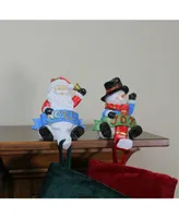 Northlight Set of 2 Santa and Snowman Glittered Christmas Stocking Holders 6.25"