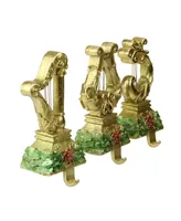 Northlight Set of 3 Gold Harp Musical Instruments Glittered Christmas Stocking Holders 8"