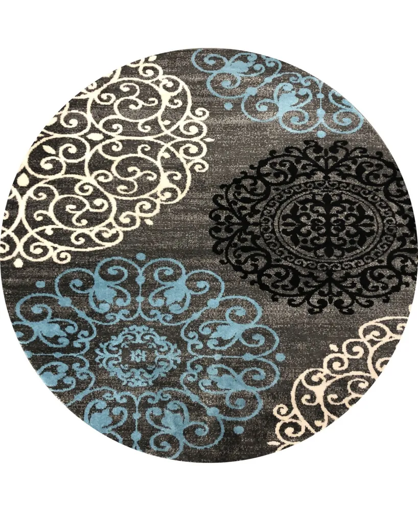 Main Street Rugs Alba Alb303 Gray 6'6" Round Area Rug