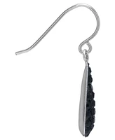 Pave Crystal Teardrop Earrings Sterling Silver. Available Clear, Black, Blue, Multi, Purple or Red