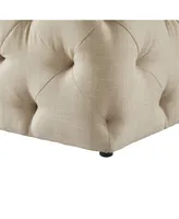 Inspired Home Angel Upholstered Tufted Allover Cube Ottoman