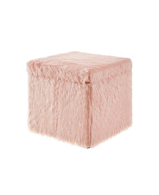 Inspired Home Lilly Faux Fur Storage Cube Ottoman