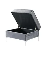 Inspired Home Giovanni Velvet Square Storage Ottoman with Metal Y-Legs