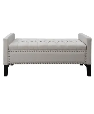 Inspired Home Columbus Button Tufted Storage Bench with Nailhead Trim