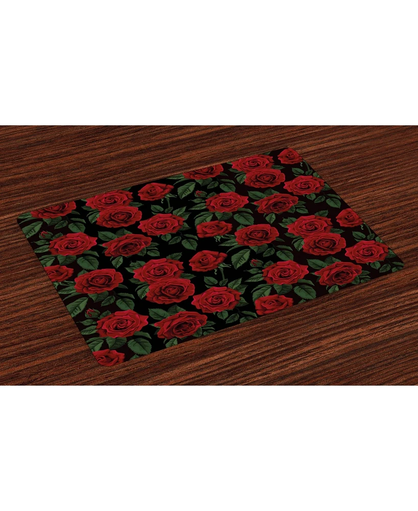 Ambesonne Rose Place Mats, Set of 4