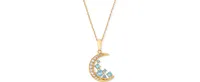 Swiss Blue Topaz (3/8 ct. t.w.) & White Topaz (1/6 ct. t.w.) Scatter Crescent Moon 18" Pendant Necklace in 14k Gold