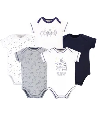 Touched by Nature Baby Boys Organic Cotton Bodysuits 5pk, Constellation, 3-6 Months