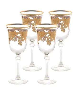 Lorren Home Trends Embellished 24K Gold Crystal Water Glasses, Set of 4