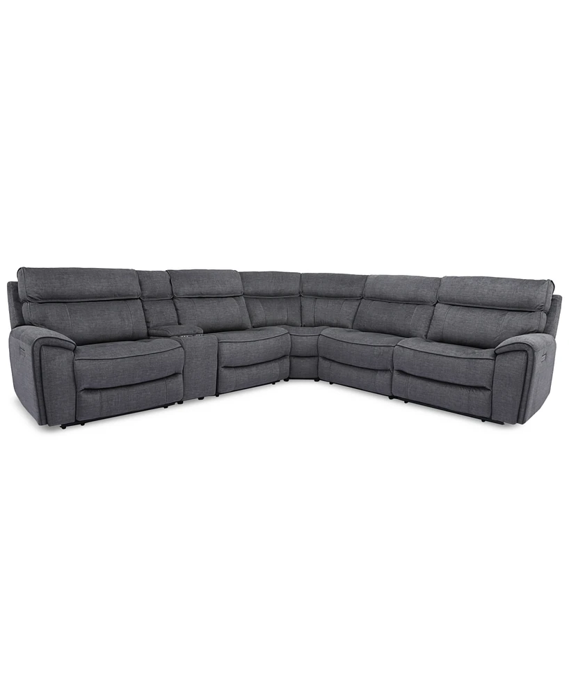 Closeout! Hutchenson -Pc. Fabric Sectional with Power Recliners