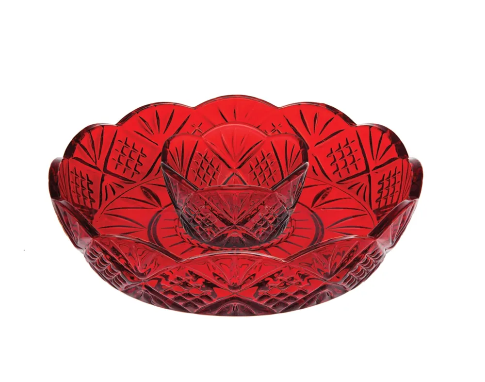 Godinger Dublin Red Chip & Dip Bowl